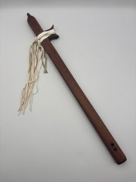 Vintage Terry Frazier Native Flute Wooden Natural Cedar With Leather Accents 21.5'