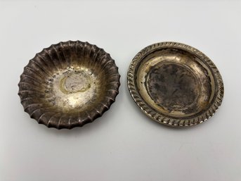 Pair Of 2 Vintage .925 Sterling Silver Small Ring Jewelry Dishes - 45g