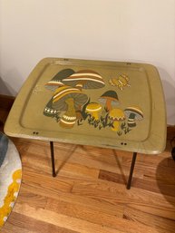 Vintage 70's Avocado Green Mushroom TV Tray Stand