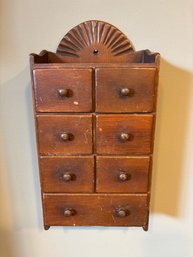 Antique Wall Tea Spice Cubby Storage Small Cabinet - 8 X 16 X 4
