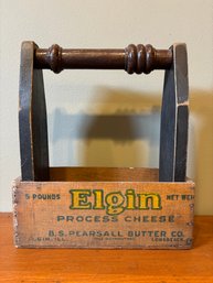 Antique Elgin Cheese Box Folk Art Tray Crate