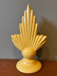 Antique Vintage Art Deco 1930's Padre Pottery Matte Yellow Fan Vase - 11.5 X 7