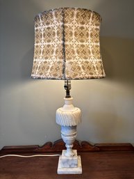 Vintage Heavy Marble Or Alabaster Stone Table Lamp - 30'