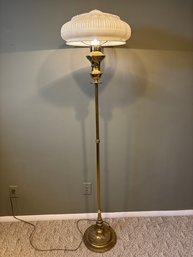 Vintage Tall Metal Brass Style Floor Lamp With Round White Globe