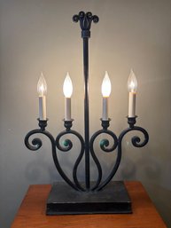 Vintage Wrought Iron Electric Candelabra Tabletop Decor