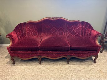 Antique Victorian Red Velvet Couch Sofa 76 X 32 X 35