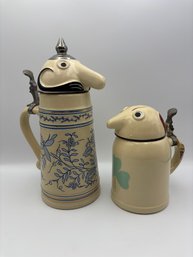 Pair Of Vintage Schultz & Dooley Blue & Cream Made In Germany Beer Stein By Webco