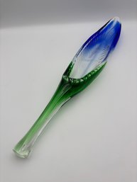 Vintage Green Blue & Clear Murano Glass Wall Vase