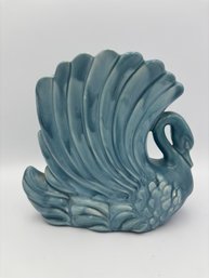 Vintage Royal Haeger Teal Blue Ceramic Swan Vase