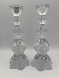 Beautiful Tall Crystal Candle Holders 10'