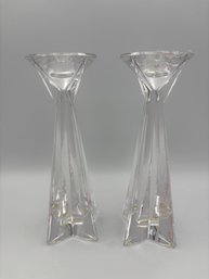 Pair Of Vintage Mikasa Crystal Candle Holders  8'