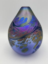 Vintage Art Glass By Brian Maytum 1985 Purple Blue Bud Vase 5'