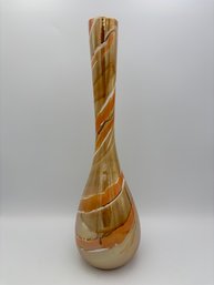 Vintage Royal Haeger Tall Orange Shimmery Swirl Vase 15.25'