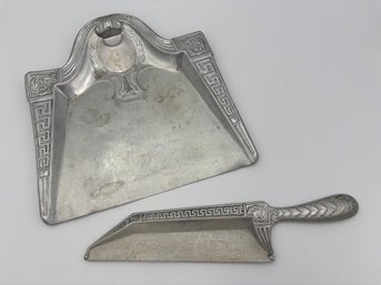 Vintage Art Deco Aluminum 'silent Butler' Table Crumb Scraper Set