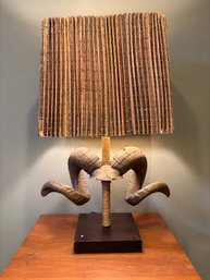 Vintage Faux Ram Horn Lamp 27' Rustic Chic Table Lamp