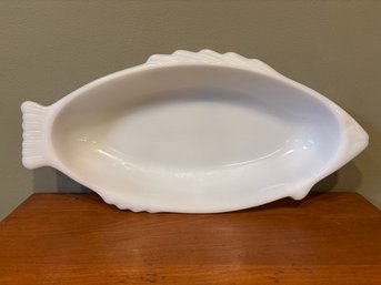 Vintage Glasbake White Milk Glass Fish Baking Ware