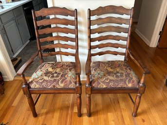 Beautiful Heavy Solid Wood Ladderback Chair Pair