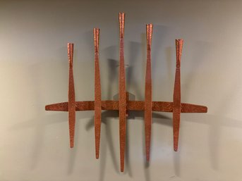 Metal Candleabra Wall Decor - Painted Copper 24 X 23