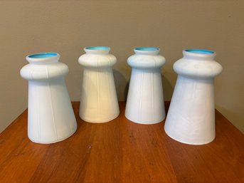 Lot Of Four Vintage Bluish White Glass Light Lamp Shade