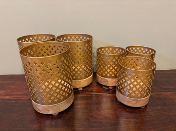 Lot Of 6 Gold Candle Decor Holders Table Lamps