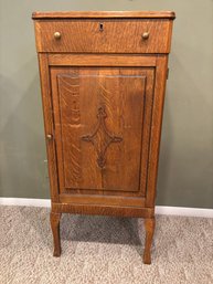 Antique 1900's Tiger Oak Music Cabinet Record Cabinet Table
