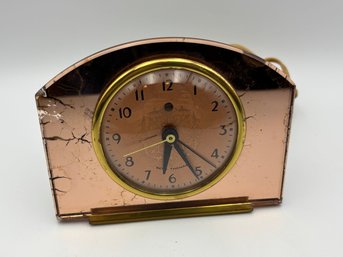 Vintage MCM Mid Century Pink Seth Thomas Glass Clock