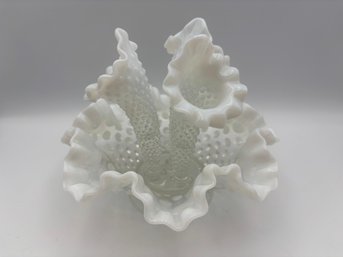 Vintage Fenton Glass Vase Epergne Hobnail Pattern Opalescent Color