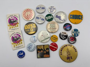 Large Lot Of Political, Equality, Anti-War 70s 80s 90s Buttons Pins