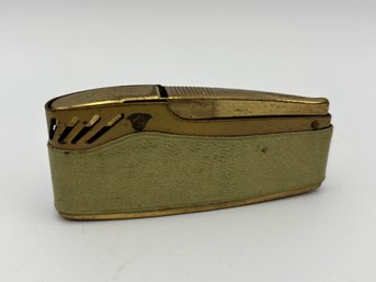 Vintage Gold Metal Prince Gardner Lighter With Leather Wrap