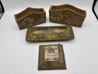 Vintage Fabric Bathroom Vanity Set French Provincial Style