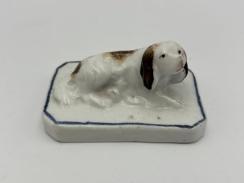 Antique Small 2.5' Ceramic Porcelain Dog Statue Figurine