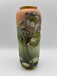 Antique Vintage Porcelain Floral Japanese Moriage Vase 9'