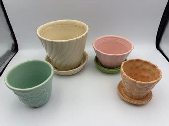 Vintage Ceramic Small Flower Pot Lot Of 4