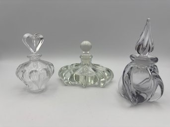 Lot Of 3 Antique Glass Perfume Bottles Bottle