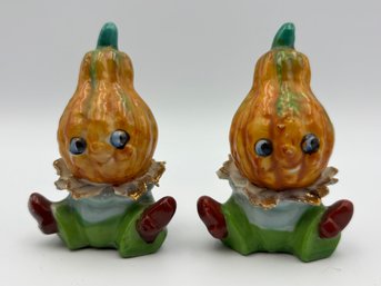 Vintage 1950 Anthropomorphic Gourd Squash Salt And Pepper Shakers