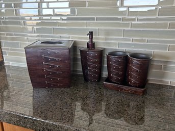 Rustic Italian Lot Of Bathroom Accessories Set - Tissue, Soap Dispenser, Toothbrush Cup, Etc