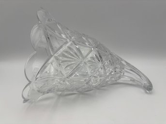 Vintage Crystal Glass Cornucopia 10.5'