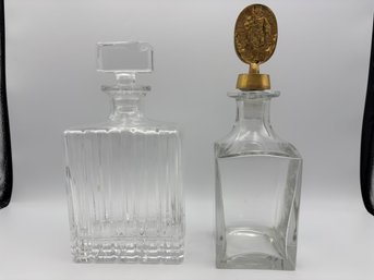 Lot Of 2 Crystal / Glass Decanter Bottles