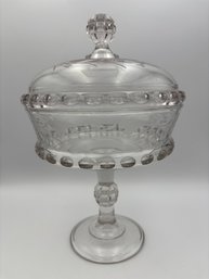 EAPG Dakota Cut Fern Berries 12in Pedestal Compote Bowl US Glass Company