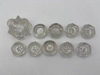 Lot Of 10 Antique Salt Pinch Holders Chipped Crystal