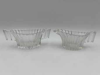 Lot Of 2 Vintage Heisey Ridgeleigh Miniature Cream And Sugar Set