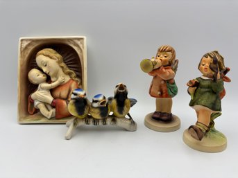Vintage Hummel Figurine Lot - Bird, & Mary & Jesus Wall Plate Lot