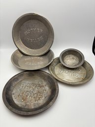 Vintage Lot 5 Of Pie Pans Happy Home, Mother Keller, Kermins