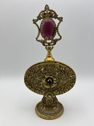 Vintage Ormolu French Gold Filigree Perfume Bottle