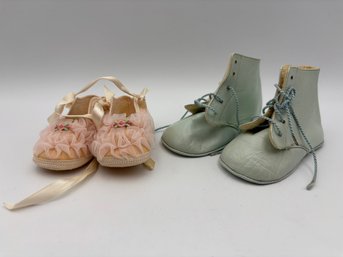 Antique Baby Shoes Set Of 2 Pairs