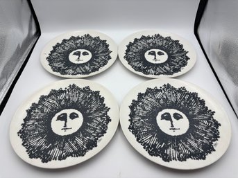 Rare Vintage Texasware Texas Ware X Gladney 1976 Plastic Plate Set With Blue Sun Pattern