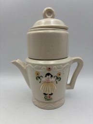 Vintage Porcelier Vitreous Drip-o-Lator Coffee Pot With Boy And Girl 1930s