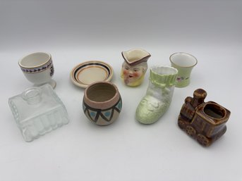 Lot Of 8 Miniature Ceramic Porcelain Items - Cups, Plates, Bud Vases