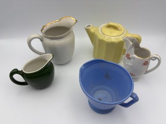 Lot Of 5 Vintage Ceramic Porcelain Creamer Pitchers