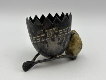 Antique 1900 Silver-Plated Figural Egg Cup